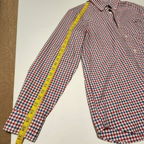 Vineyard Vines Men sz M red blue check whale button down shirt classic fit - Picture 7 of 10